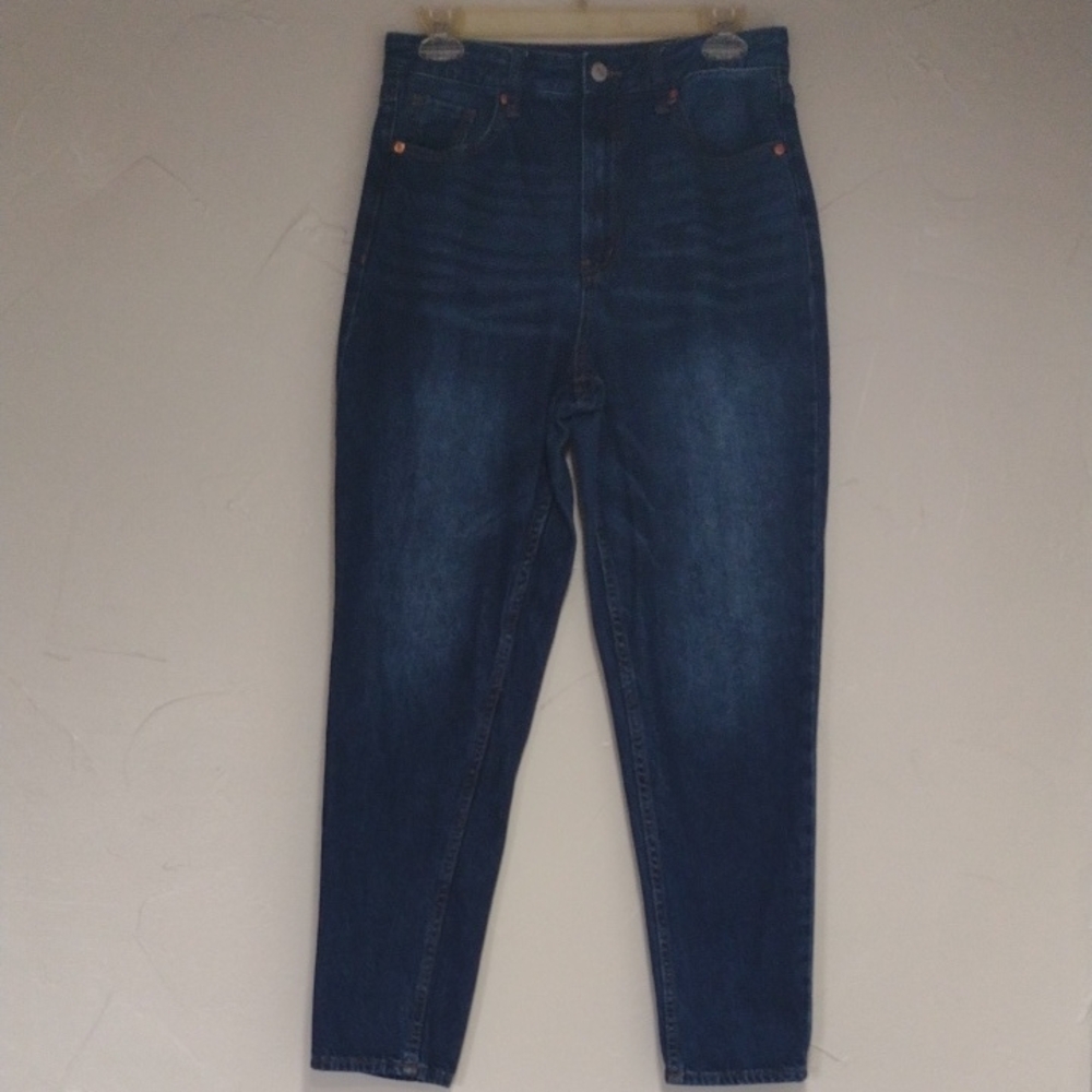 S.O.N.G. Daisy Embroidered Classic Non-stretch Tapered Mom Jeans 7/28 Junior